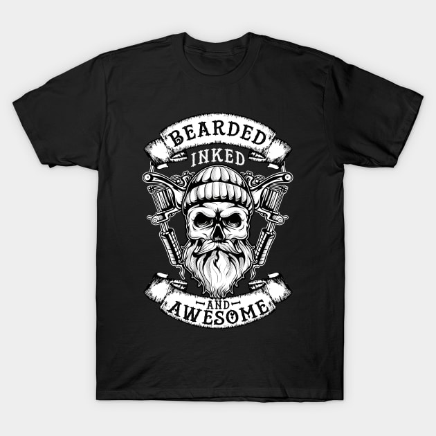 Bearded Inked And Awesome Badass Dad T-Shirt by theperfectpresents